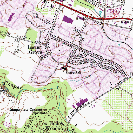 Topographic Map of Joseph D Sharp Elementary School, NJ