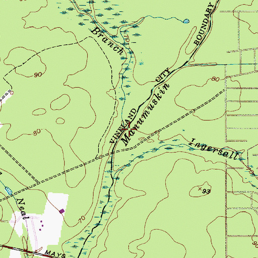 Topographic Map of Sharps Branch, NJ