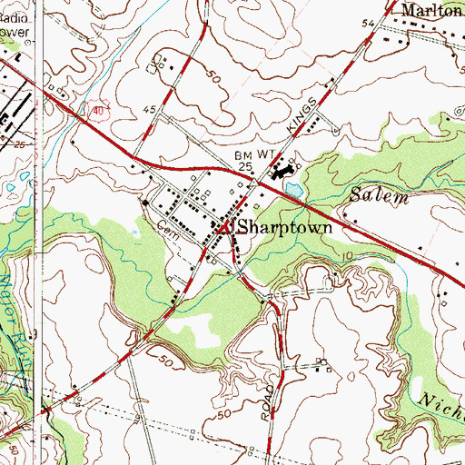 Topographic Map of Sharptown, NJ