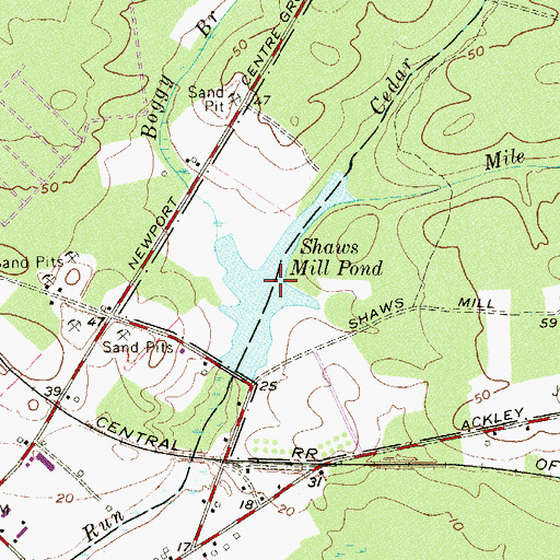 Topographic Map of Shaws Mill Pond, NJ