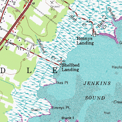 Topographic Map of Shellbed Creek, NJ