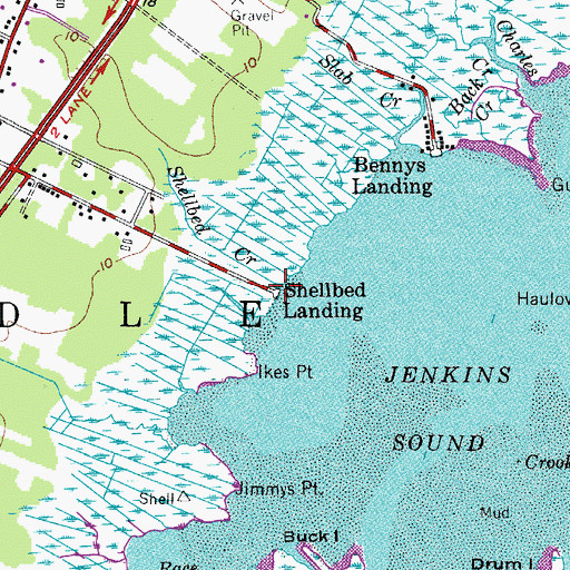 Topographic Map of Shellbed Landing, NJ