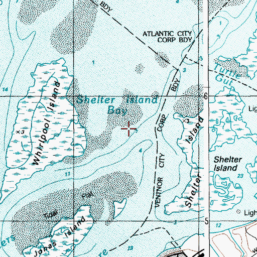 Topographic Map of Shelter Island Bay, NJ