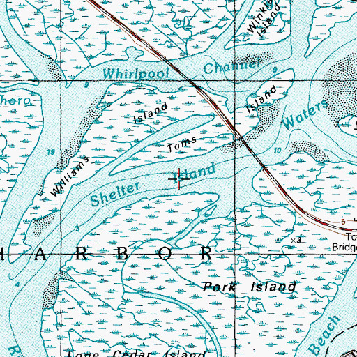 Topographic Map of Shelter Island Waters, NJ