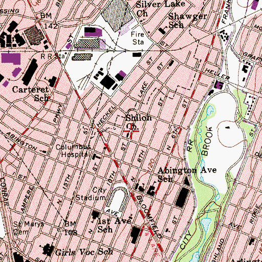 Topographic Map of Shiloh Baptist Church, NJ