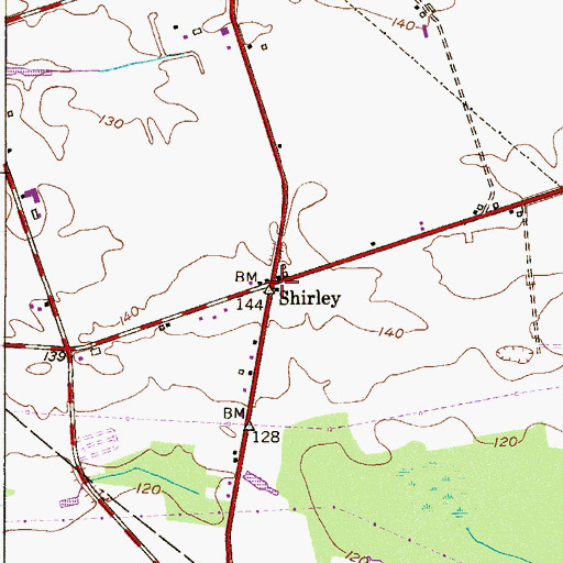 Topographic Map of Shirley, NJ