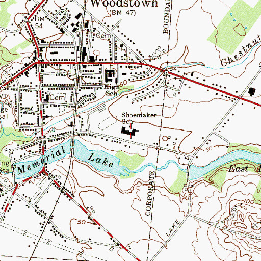 Topographic Map of Mary S Shoemaker Elementary School, NJ