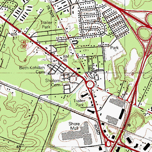 Topographic Map of Rodef Sholom Cemetery, NJ