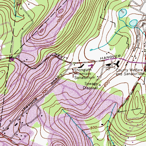Topographic Map of Shongum Mountain Sanatorium, NJ