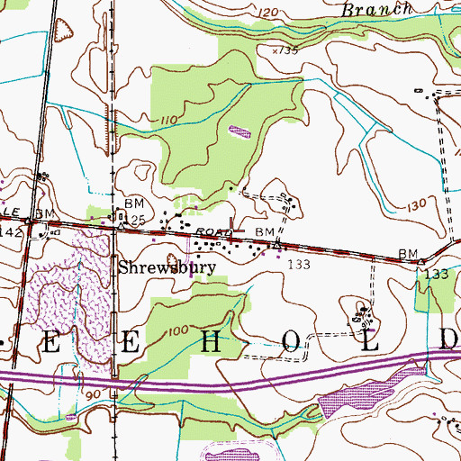 Topographic Map of Shrewsbury, NJ