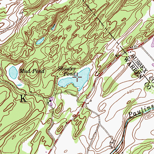 Topographic Map of Shuster Pond, NJ