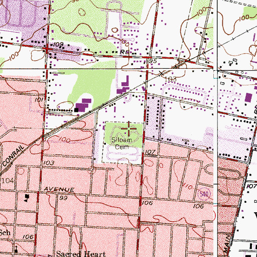 Topographic Map of Siloam Cemetery, NJ