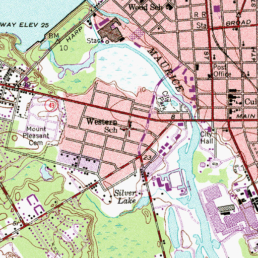 Topographic Map of Silver Lake, NJ