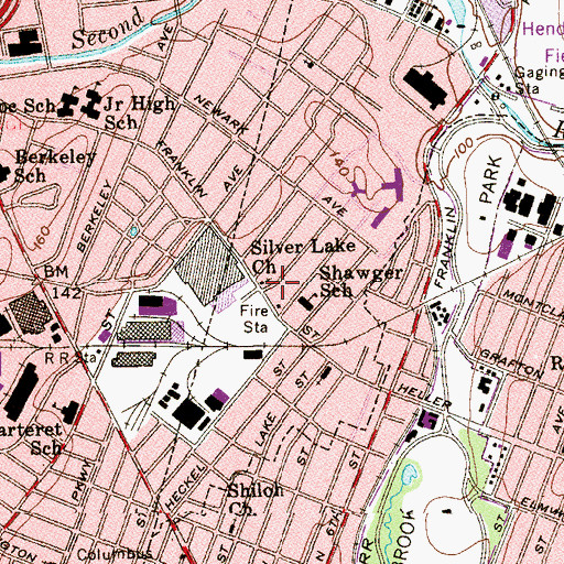 Topographic Map of Silver Lake Baptist Church, NJ