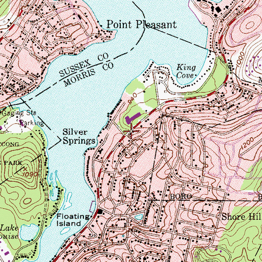 Topographic Map of Silver Springs, NJ