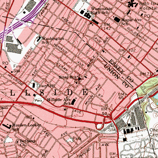 Topographic Map of Sinai School, NJ