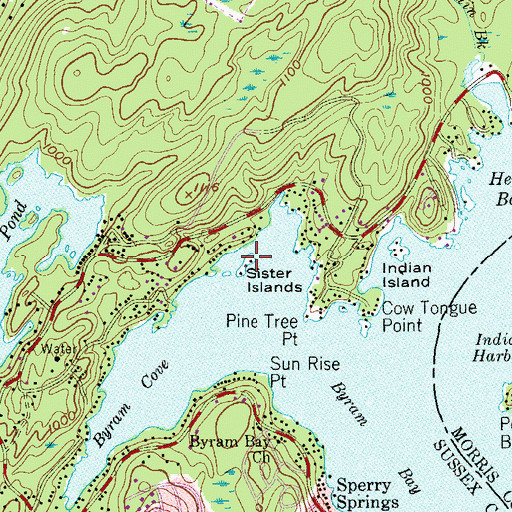 Topographic Map of Sister Islands, NJ