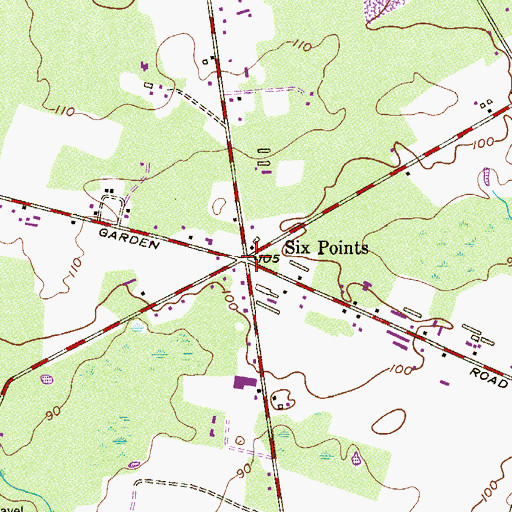 Topographic Map of Six Points, NJ