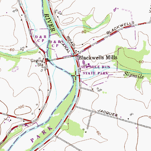 Topographic Map of Sixmile Run, NJ