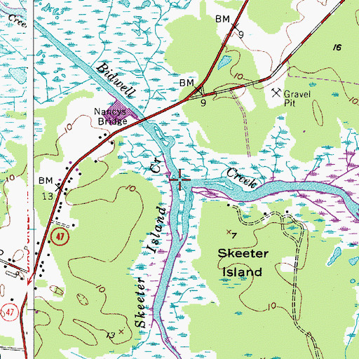Topographic Map of Skeeter Island Creek, NJ
