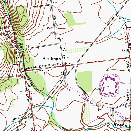 Topographic Map of Skillman, NJ