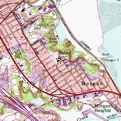 Topographic Map of Slover School, NJ