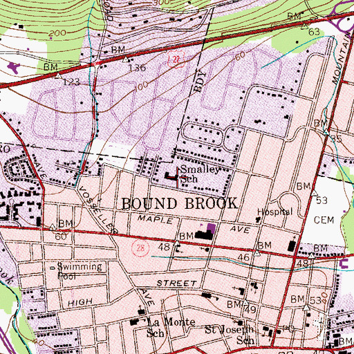 Topographic Map of Smalley Elementary School, NJ