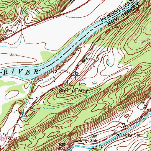 Topographic Map of Smith Ferry, NJ