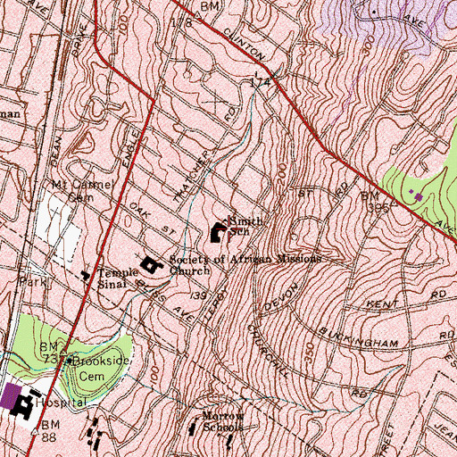 Topographic Map of J Spencer Smith Elementary School, NJ