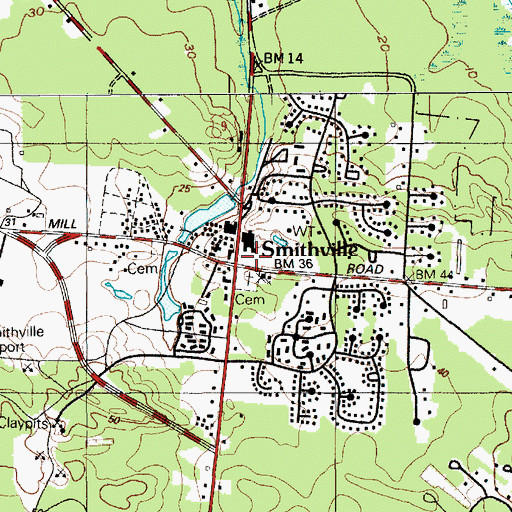 Topographic Map of Smithville, NJ