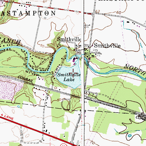 Topographic Map of Smithville Lake, NJ