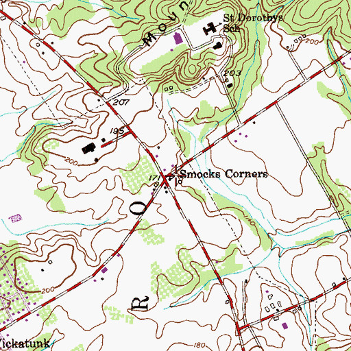 Topographic Map of Smocks Corners, NJ