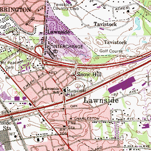 Topographic Map of Snow Hill, NJ
