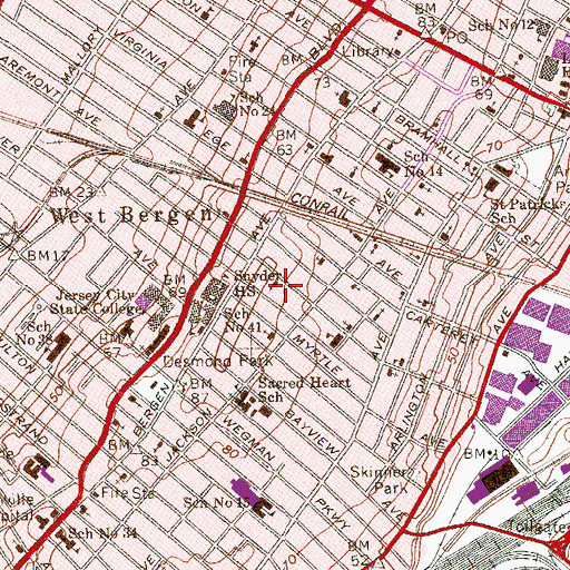 Topographic Map of Henry Snyder High School, NJ