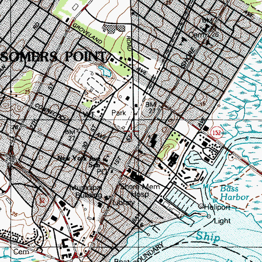 Topographic Map of Somers Point, NJ