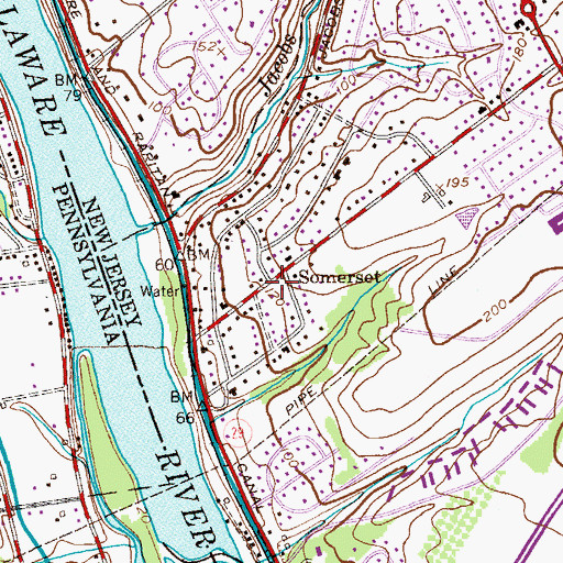 Topographic Map of Somerset, NJ