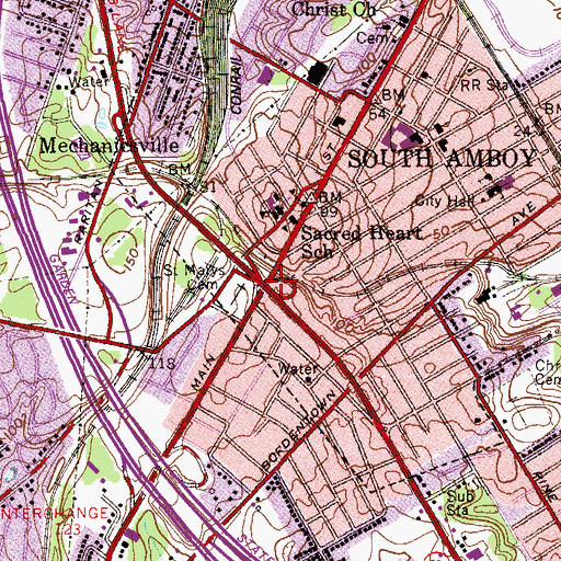 Topographic Map of South Amboy, NJ