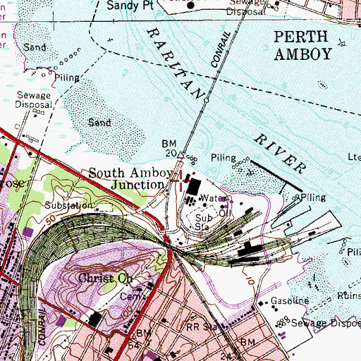 Topographic Map of South Amboy Junction, NJ