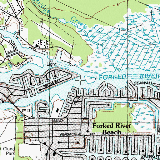Topographic Map of South Branch Forked River, NJ