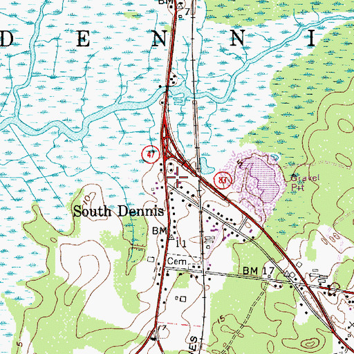 Topographic Map of South Dennis, NJ