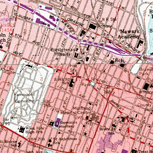 Topographic Map of Martin Luther King Junior Elementary School, NJ