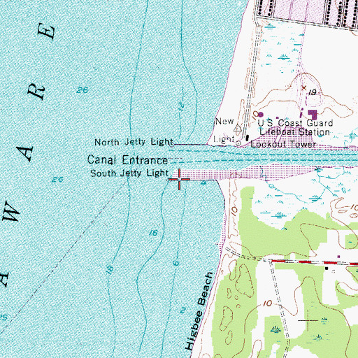 Topographic Map of South Jetty Light, NJ