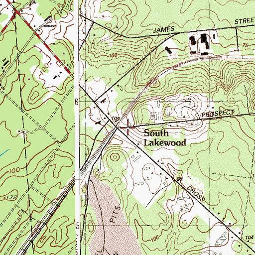 Topographic Map of South Lakewood, NJ