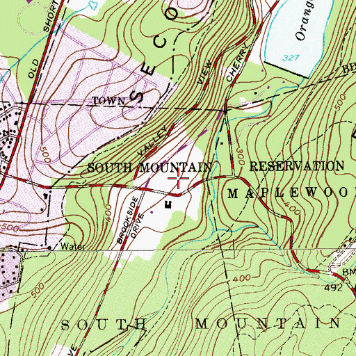 Topographic Map of South Mountain Reservation, NJ