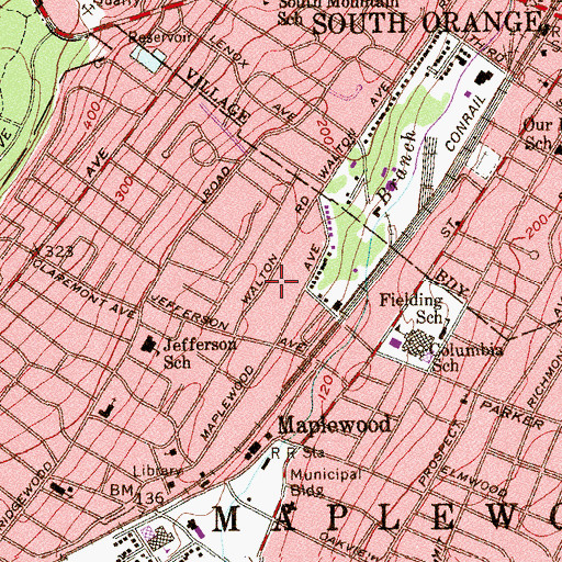 Topographic Map of South Mountain Elementary School, NJ