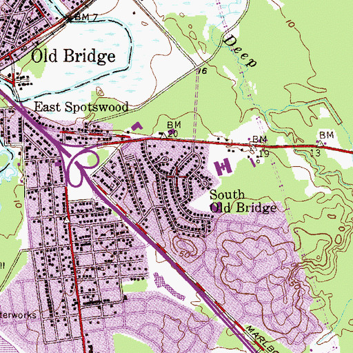 Topographic Map of South Old Bridge, NJ