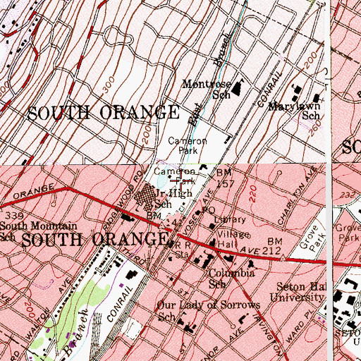 Topographic Map of Township of South Orange Village, NJ