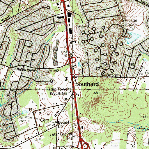 Topographic Map of Southard, NJ