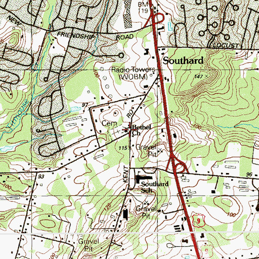 Topographic Map of Bethel Church, NJ