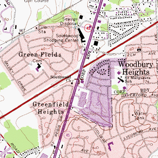 Topographic Map of Southwood Church, NJ